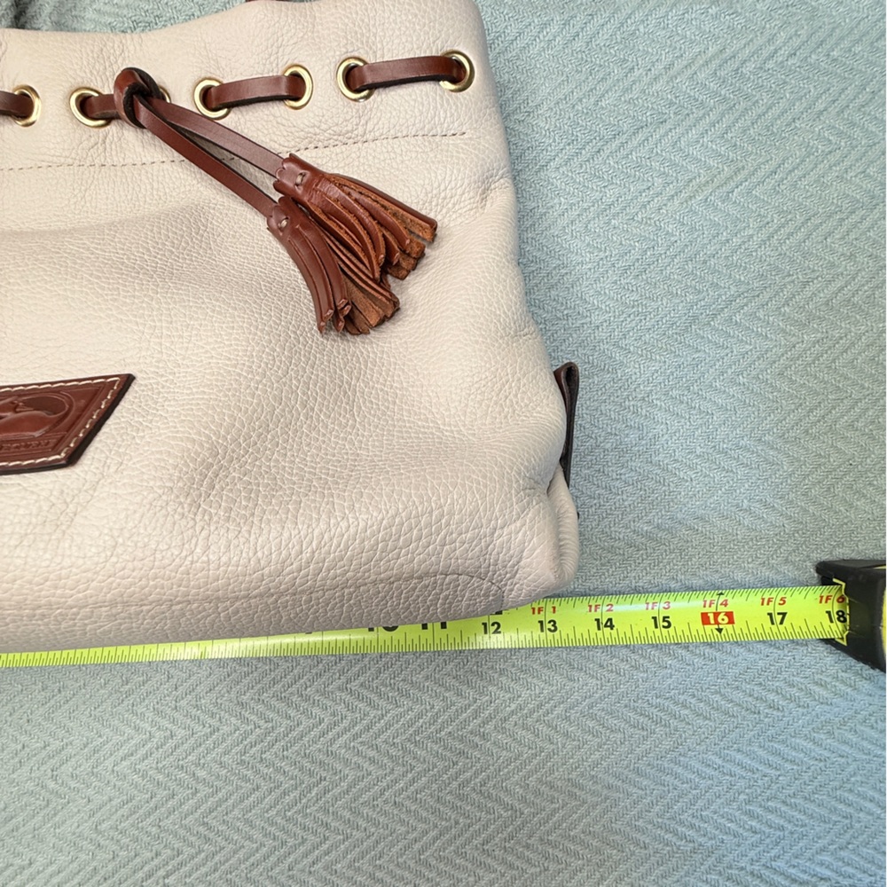 Dooney & Burke Wakefield Tassel Tote leather in bone, gold tone hardware - Picture 15 of 16